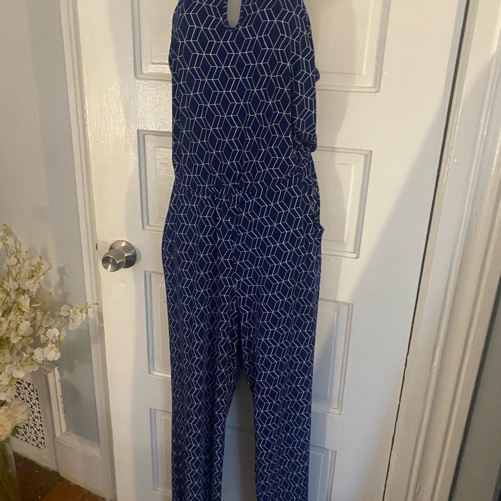 Geometric Navy Jumpsuit